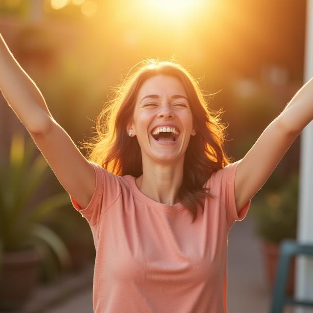 Woman celebrating savings milestone